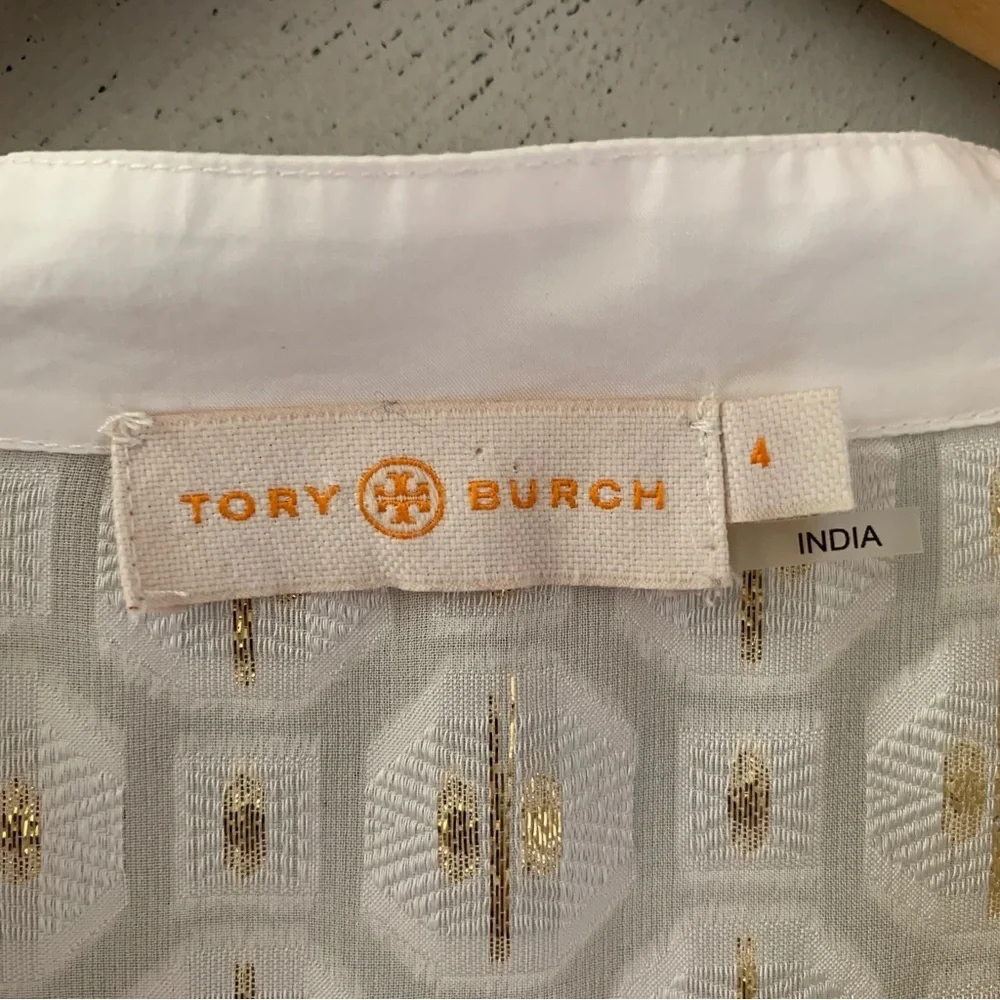 Tory Burch Tessa Metallic Detailed Top Blouse